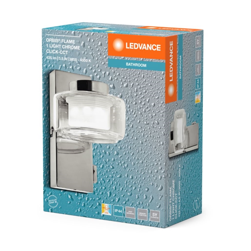 Ledvance - LED Sieninis vonios šviestuvas ORBIS FLAME LED/5,5W/230V 3000/4000K IP44 chromas