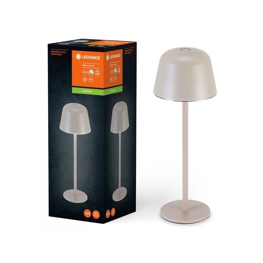 Ledvance - LED šviesos reguliavimas lauko rechargeable lempa TABLE LED/2,5W/5V IP54 smėlio spalva