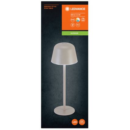 Ledvance - LED šviesos reguliavimas lauko rechargeable lempa TABLE LED/2,5W/5V IP54 smėlio spalva