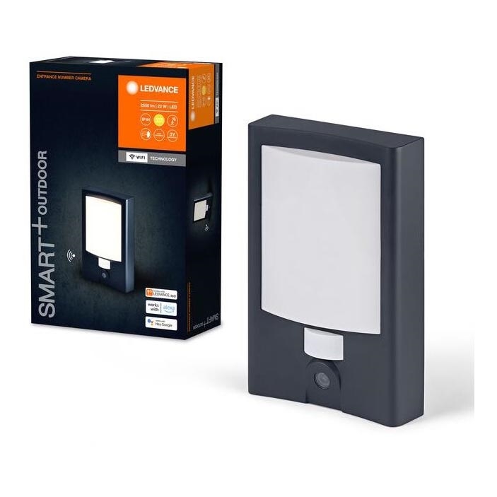 Ledvance - LED šviesos reguliavimas Lauko sieninis šviestuvas su jutikliu ir Kamera SMART+ LED/22W/230V IP44 Wi-Fi