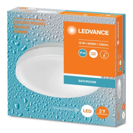 Ledvance - LED vonios kambario lubinis šviestuvas su sutemų jutikliu CEILING ROUND LED/18W/230V IP44