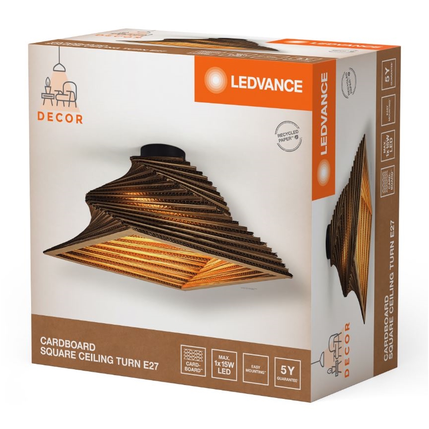 Ledvance - Lubinis šviestuvas DECOR CARDBOARD 1xE27/15W/230V 40x40 cm