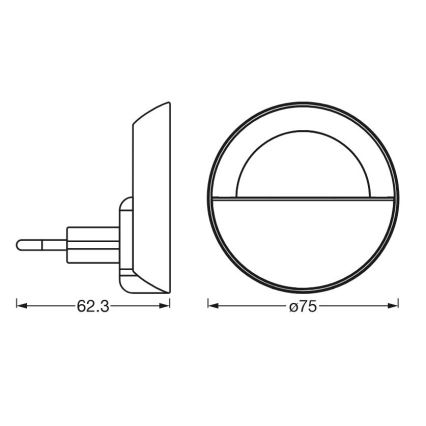 Ledvance - LED reguliuojamas naktinis šviestuvas LUNETTA LED/0,7W/230V