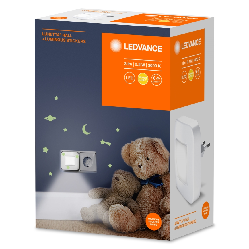 Ledvance - Naktinė LED lemputė su jutikliu LUNETTA LED/0,2W/230V