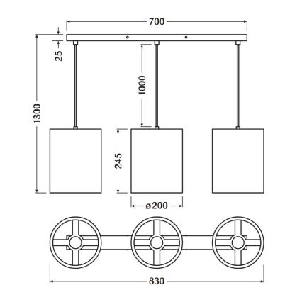 Ledvance - Pakabinamas sietynas DECOR CARDBOARD 3xE27/15W/230V