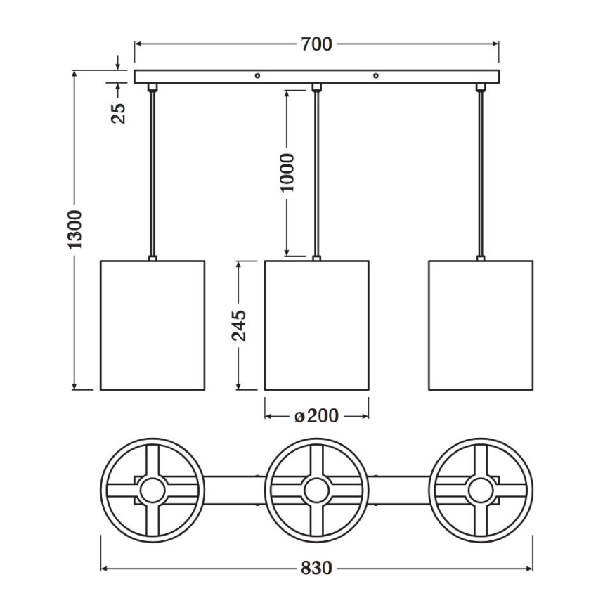 Ledvance - Pakabinamas sietynas DECOR CARDBOARD 3xE27/15W/230V