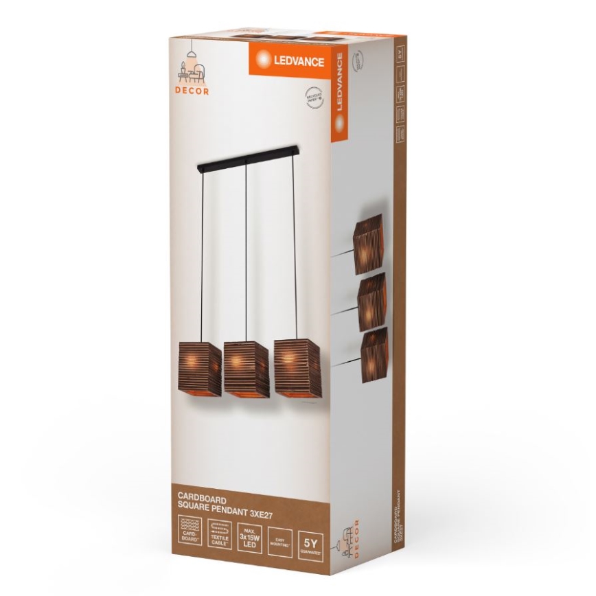 Ledvance - Pakabinamas sietynas DECOR CARDBOARD 3xE27/15W/230V