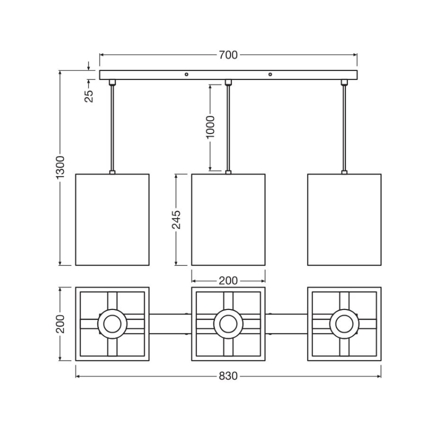 Ledvance - Pakabinamas sietynas DECOR CARDBOARD 3xE27/15W/230V