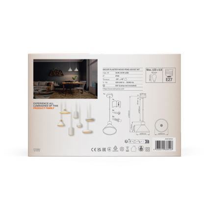 Ledvance - Pakabinamas sietynas DECOR PLASTER 1xE27/25W/230V diametras 22 cm gipsas balta