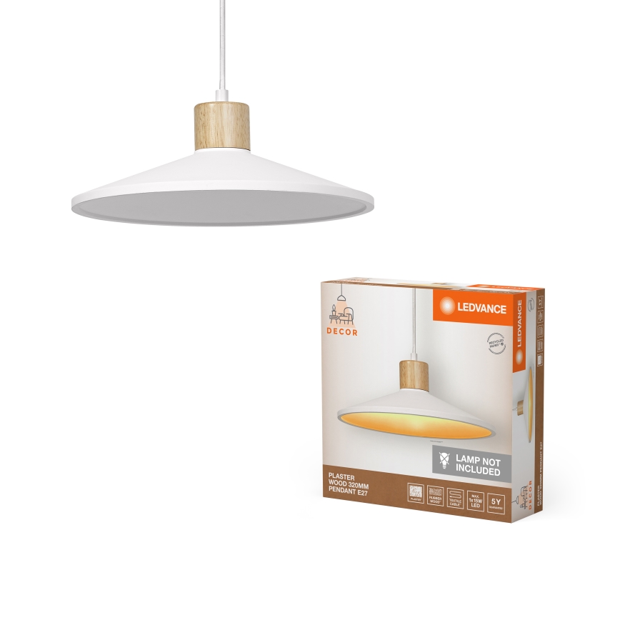 Ledvance - Pakabinamas sietynas DECOR PLASTER 1xE27/25W/230V diametras 32 cm gipsas balta