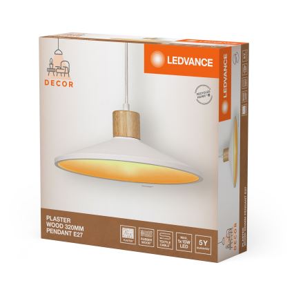 Ledvance - Pakabinamas sietynas DECOR PLASTER 1xE27/25W/230V diametras 32 cm gipsas balta