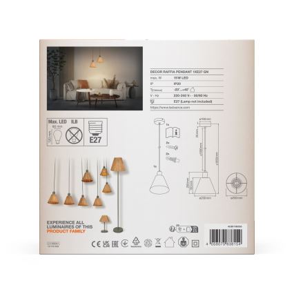 Ledvance - Pakabinamas sietynas DECOR RAFFIA 1xE27/15W/230V