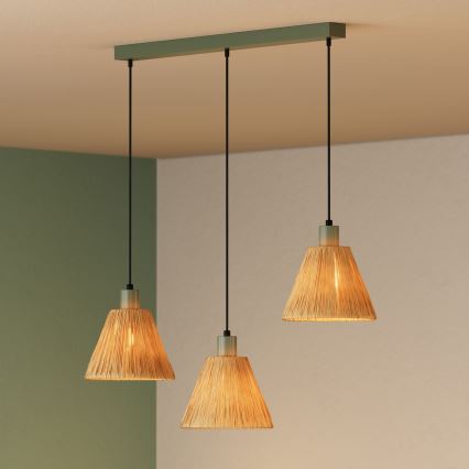 Ledvance - Pakabinamas sietynas DECOR RAFFIA 3xE27/15W/230V raffia bast
