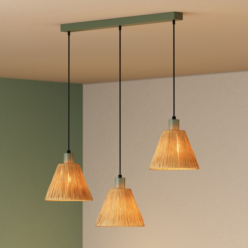 Ledvance - Pakabinamas sietynas DECOR RAFFIA 3xE27/15W/230V raffia bast