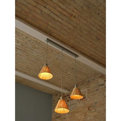 Ledvance - Pakabinamas sietynas DECOR RAFFIA 3xE27/15W/230V raffia bast