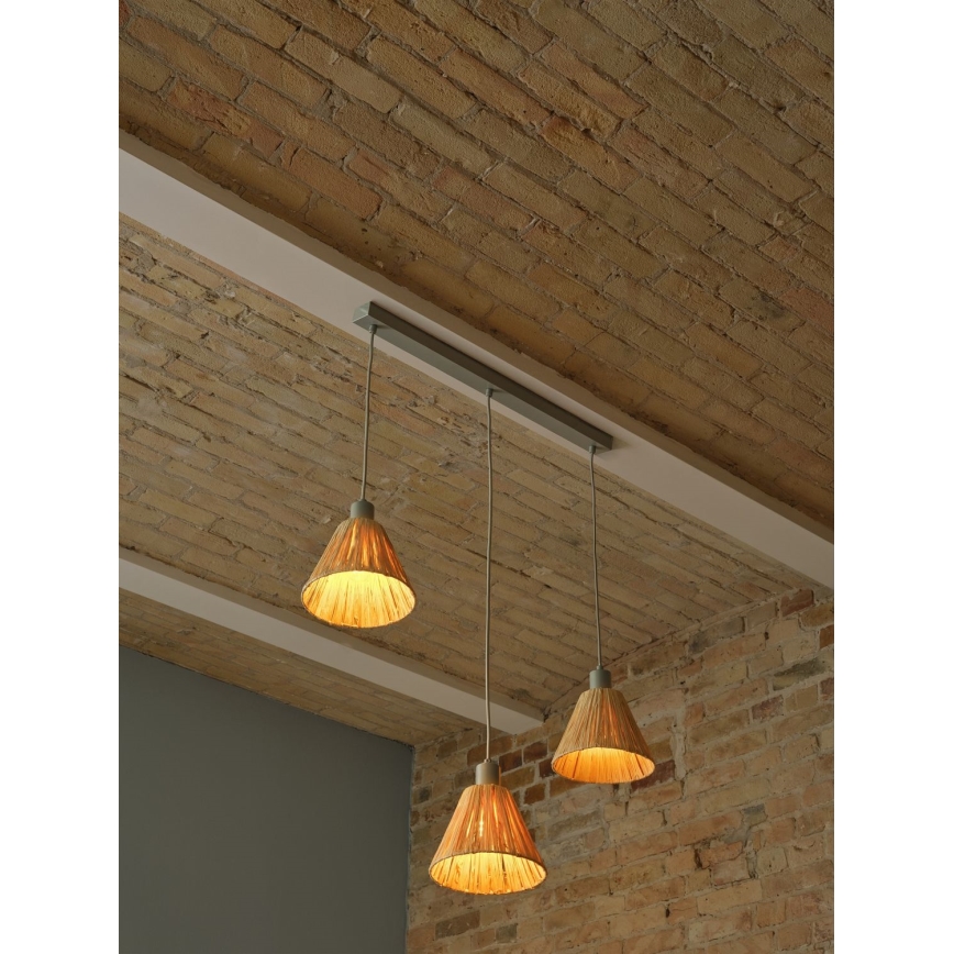 Ledvance - Pakabinamas sietynas DECOR RAFFIA 3xE27/15W/230V raffia bast