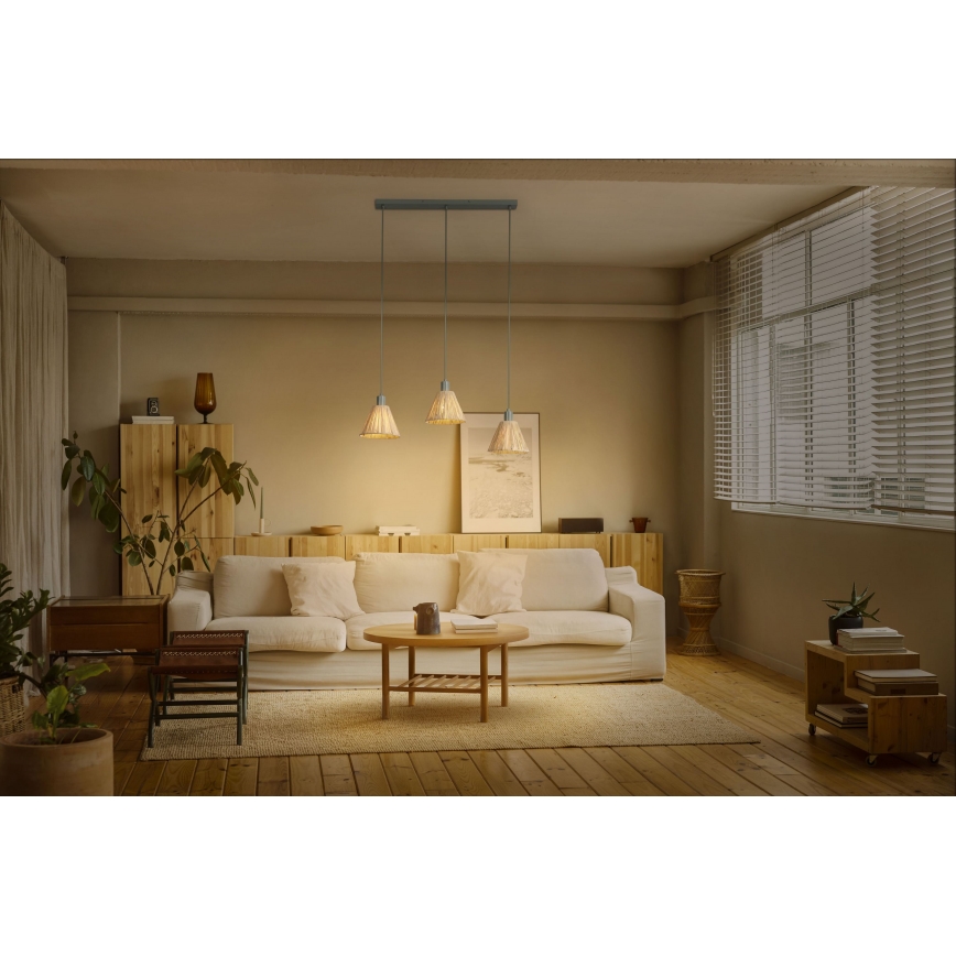 Ledvance - Pakabinamas sietynas DECOR RAFFIA 3xE27/15W/230V raffia bast