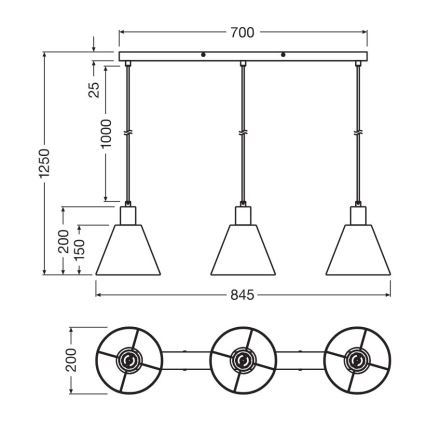 Ledvance - Pakabinamas sietynas DECOR RAFFIA 3xE27/15W/230V raffia bast