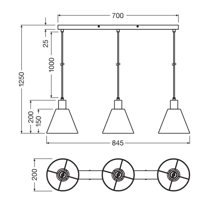 Ledvance - Pakabinamas sietynas DECOR RAFFIA 3xE27/15W/230V raffia bast