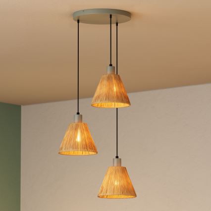 Ledvance - Pakabinamas sietynas DECOR RAFFIA 3xE27/15W/230V raffia bast