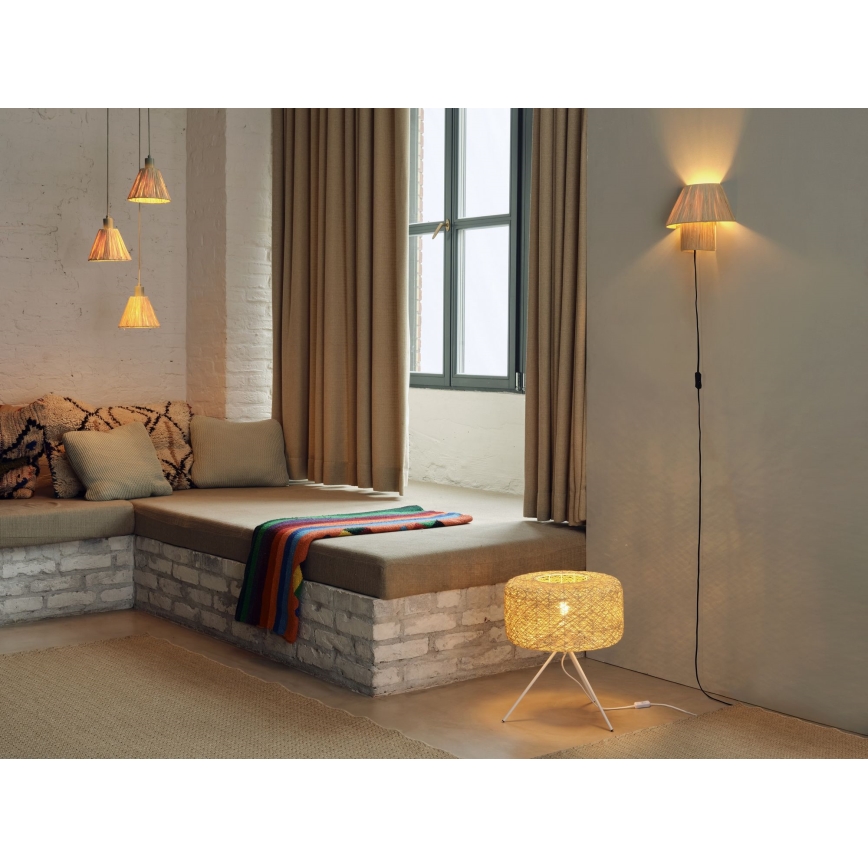 Ledvance - Pakabinamas sietynas DECOR RAFFIA 3xE27/15W/230V raffia bast