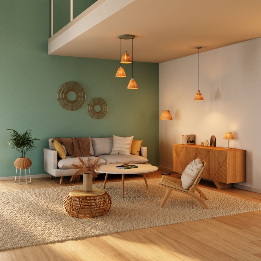 Ledvance - Pakabinamas sietynas DECOR RAFFIA 3xE27/15W/230V raffia bast