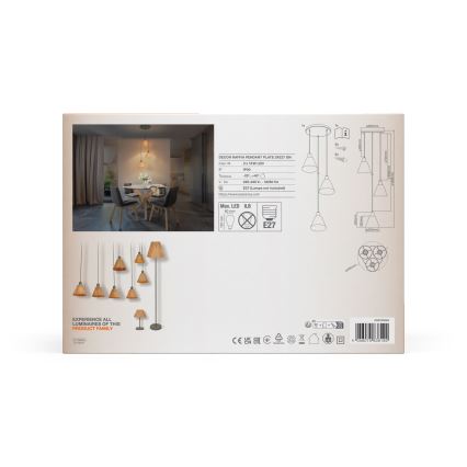 Ledvance - Pakabinamas sietynas DECOR RAFFIA 3xE27/15W/230V raffia bast