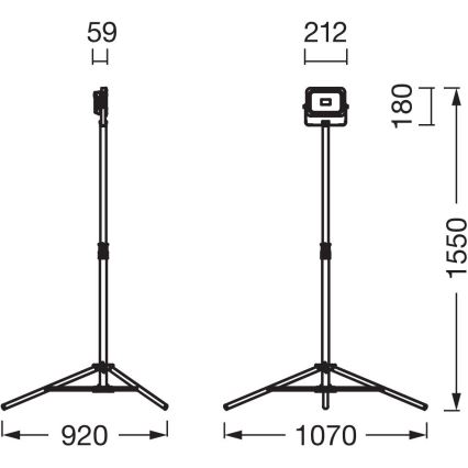 Ledvance - Pritemdomas LED prožektorius su laikikliu WORKLIGHT TRIPOD LED/20W/3,7V 1500 mAh IP54
