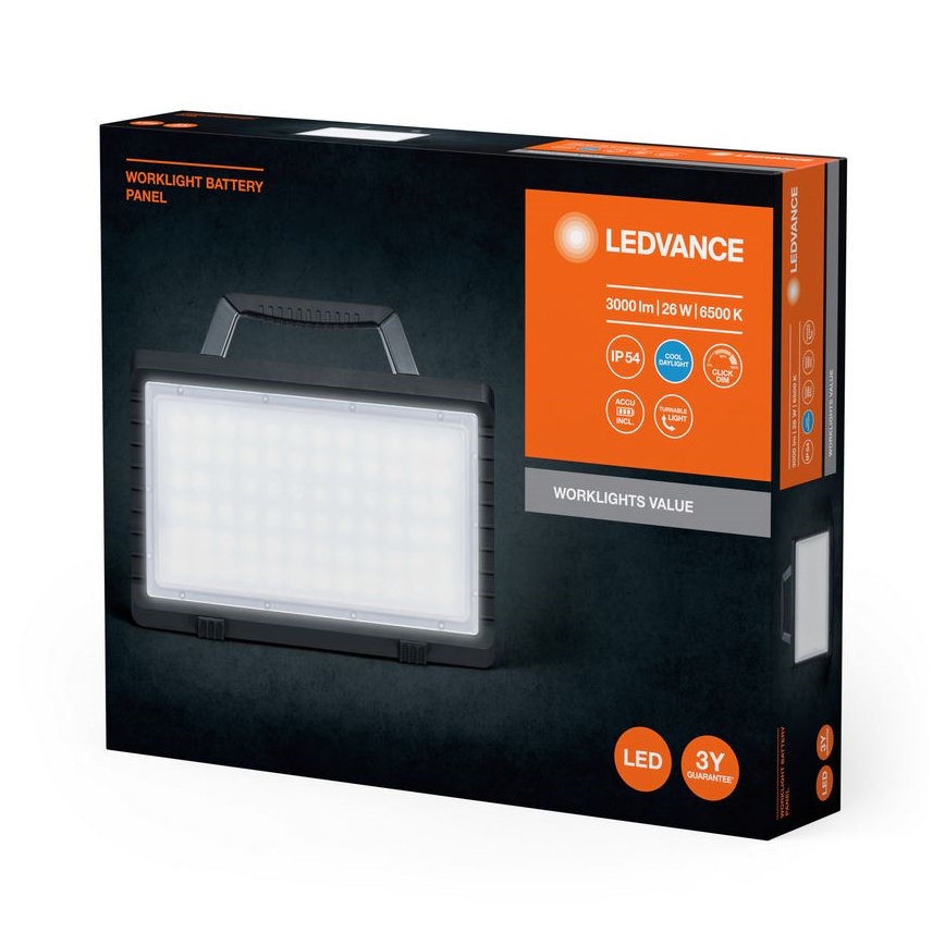 Ledvance - LED šviesos reguliavimas lauko rechargeable Prožektoriaus šviestuvas WORKLIGHT BATTERY LED/26W/5V IP54