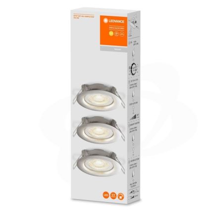 Ledvance - RINKINYS 3x LED Reguliuojamas įleidžiamas šviestuvas SIMPLE LED/4,9W/230V