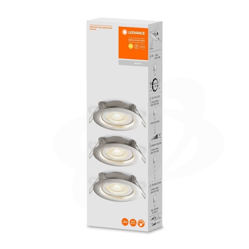 Ledvance - RINKINYS 3x LED Reguliuojamas įleidžiamas šviestuvas SIMPLE LED/4,9W/230V