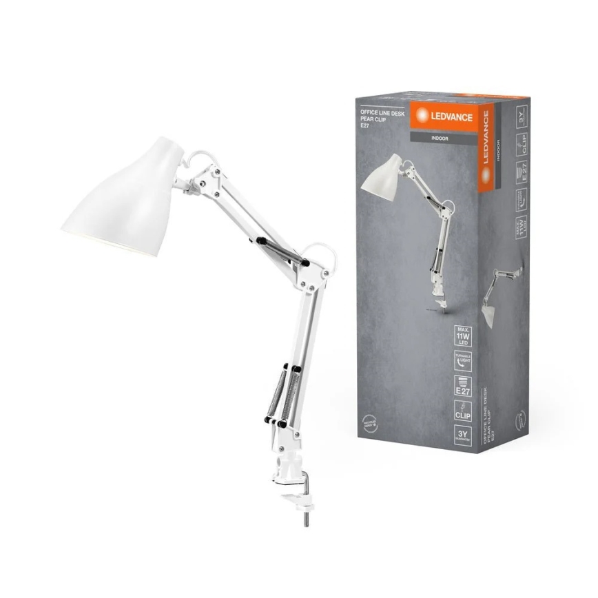 Ledvance - Stalinis šviestuvas su segtuku PEAR 1xE27/11W/230V baltas