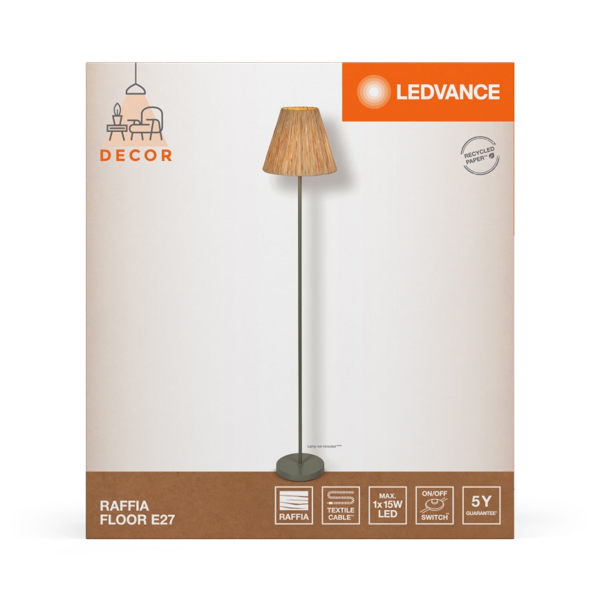 Ledvance - Toršeras DECOR RAFFIA 1xE27/15W/230V raffia bast