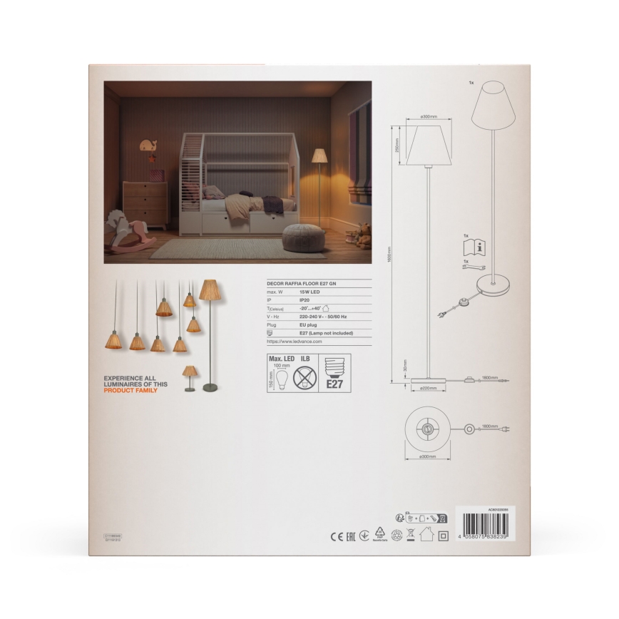 Ledvance - Toršeras DECOR RAFFIA 1xE27/15W/230V raffia bast