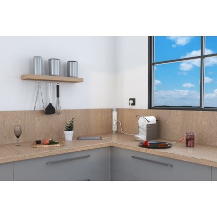Legrand 049406 - Prailginimo laidas 3Z Tipas E + USB-A + USB-C 1m sidabras/balta