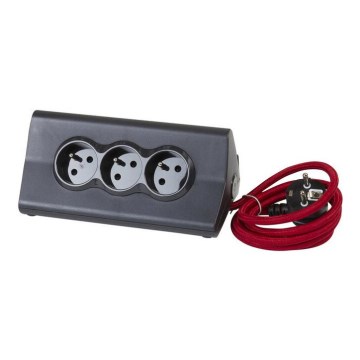 Legrand 050411 - Prailginamasis laidas su jungikliu ir planšetinio kompiuterio stovu 3Z Tipas E + 2 x USB-A 1,5m juoda