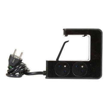 Legrand 050412 - Prailginamasis laidas su jungikliu stalviršiui 4Z Tipas E + 2x USB-A 1,5m juoda