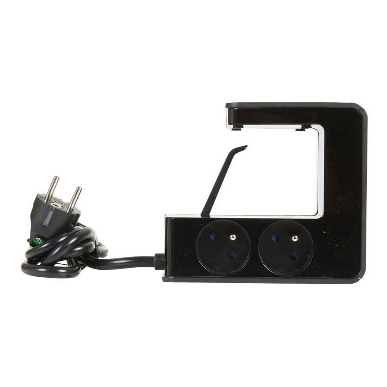Legrand 050412 - Prailginamasis laidas su jungikliu stalviršiui 4Z Tipas E + 2x USB-A 1,5m juoda