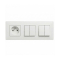 Legrand - 2x dvigubas serijinis jungiklis nr. 5 ir namų kištukinis lizdas su rėmeliu NILOE STEP 250V balta