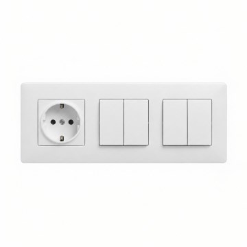 Legrand - 2x dvigubas serijinis jungiklis Nr. 5 ir SCHUKO namų lizdas su rėmeliu NILOE STEP 250V baltas