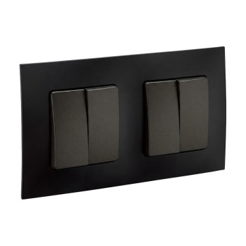 Legrand - 2x Dvigubas serijinis jungiklis nr. 5 su rėmeliu NILOE juoda