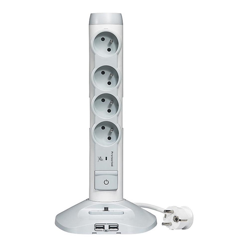 Legrand 50014 - Kištukinių lizdų kolona laukui 230V/16A, 4x2P+T + 3xUSB, 2M