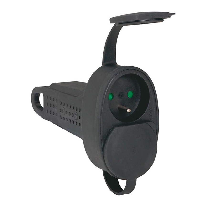 Legrand 50575 - Guminis kištukinis lizdas be laido 250V/16A 2x2P+T IP44 juodas