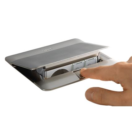 Legrand 54023 - Į stalą montuojamo kištukinio lizdo rėmelis POP-UP 2x4M nerūdijantis