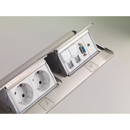 Legrand 54023 - Į stalą montuojamo kištukinio lizdo rėmelis POP-UP 2x4M nerūdijantis