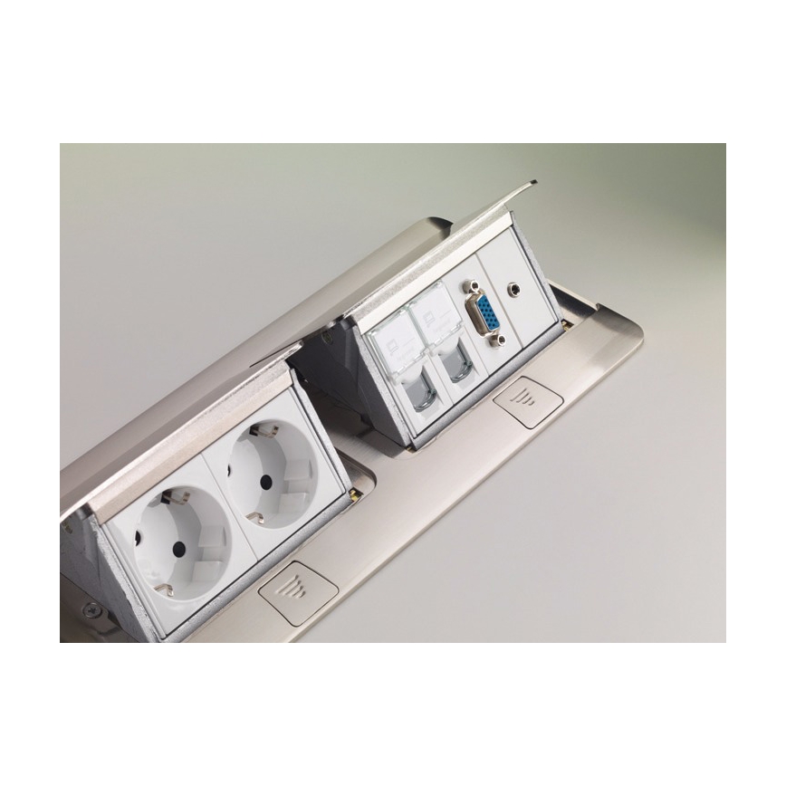 Legrand 54023 - Į stalą montuojamo kištukinio lizdo rėmelis POP-UP 2x4M nerūdijantis