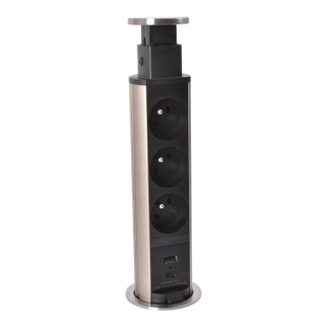 Legrand 654970 - Lizdo stulpelis stalviršiui 3x230V + USB-A + USB-C