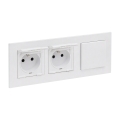 Legrand - Dviguba lauko namų rozetė ir vienpolinis jungiklis Nr. 1 su rėmeliu NILOE STEP 250V balta