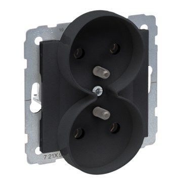Legrand - Dviguba namų rozetė be rėmo SUNO 250V juoda