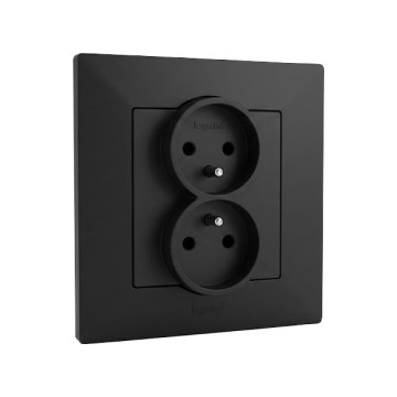 Legrand - Dviguba namų rozetė su rėmeliu NILOE STEP 250V juoda
